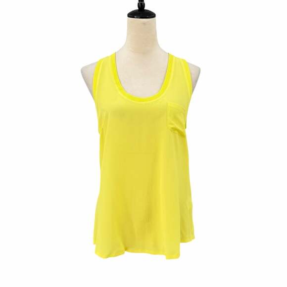 Joie Tops - Joie NWT Alicia Neon Yellow 100% Silk Racerback Scoop Neck Lightweight Tank
